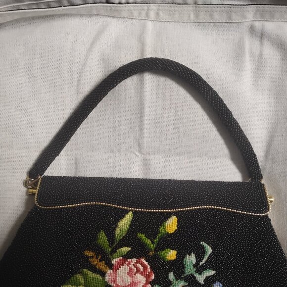 ❤️1950s VOGUEMONT Micro Beaded Floral Petit Point Evening Bag Purse - Pristine - Picture 3 of 9